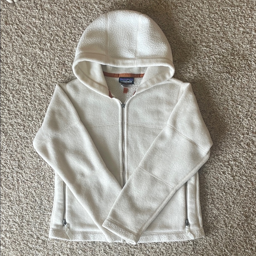 Patagonia White Fleece Zip-Up Hoodie